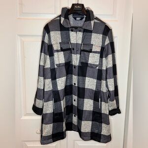Lands' End women’s plaid flannel shirt jacket size XL/P (18) black & gray NWOT